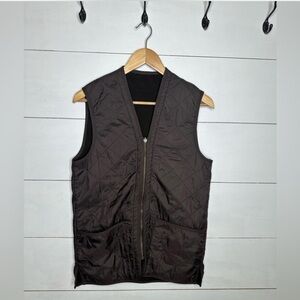Barbour Brown Quilted Vest Polarquilt Waistcoat Zip-In Liner Mens Small